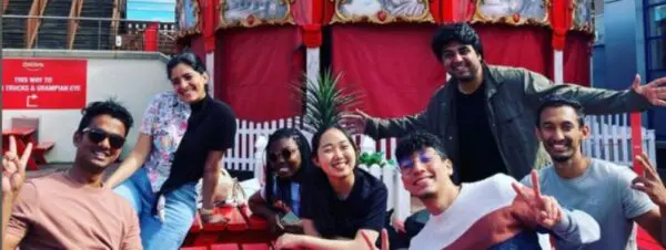 A group of students smiling at the camera